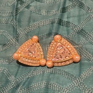 Elegant Gold and Pink Crystal Earrings